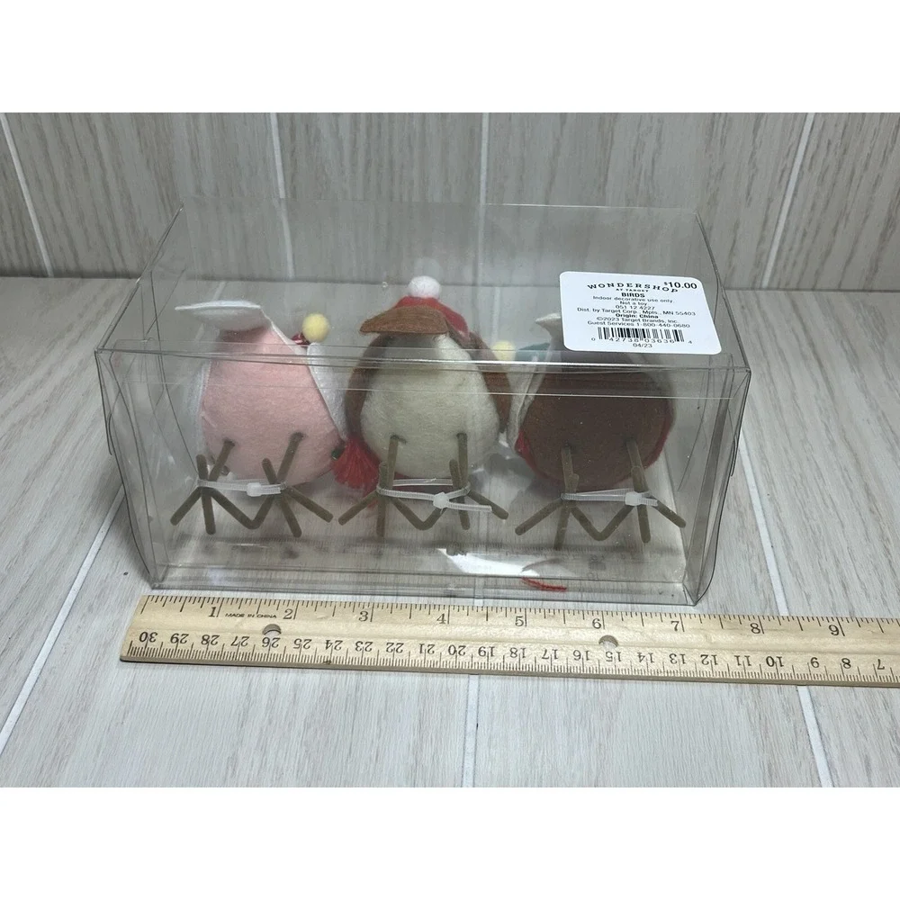 Target Wondershop 2023 Featherly Friends Mini Christmas Birds set lot 3 pink red
